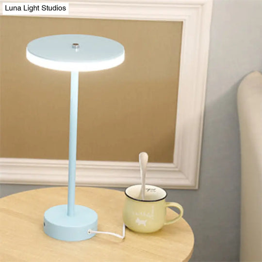 Macaron Style Round Acrylic Led Table Lamp: Blue/Green Ambient Lighting For Living Room In