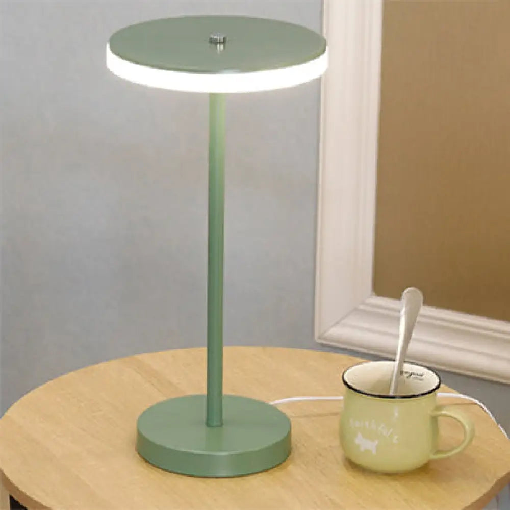 Macaron Style Round Acrylic Led Table Lamp: Blue/Green Ambient Lighting For Living Room In