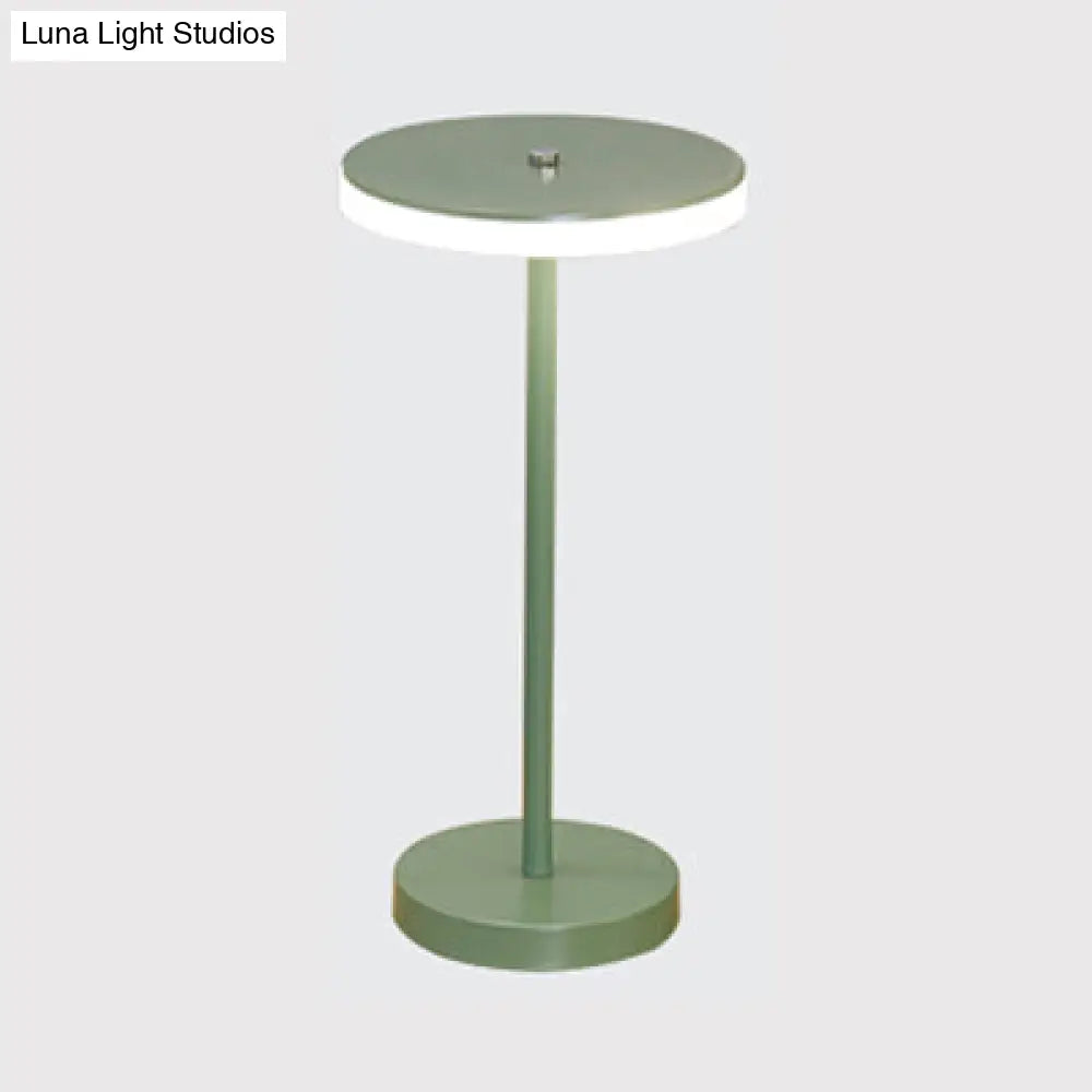 Macaron Style Round Acrylic Led Table Lamp: Blue/Green Ambient Lighting For Living Room In