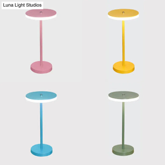 Macaron Style Round Acrylic Led Table Lamp: Blue/Green Ambient Lighting For Living Room In