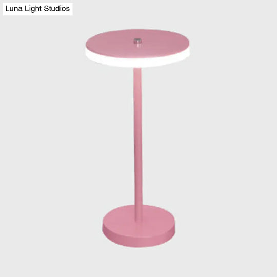 Macaron Style Round Acrylic Led Table Lamp: Blue/Green Ambient Lighting For Living Room In