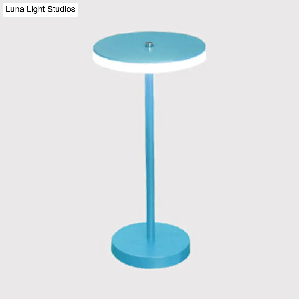 Macaron Style Round Acrylic Led Table Lamp: Blue/Green Ambient Lighting For Living Room In