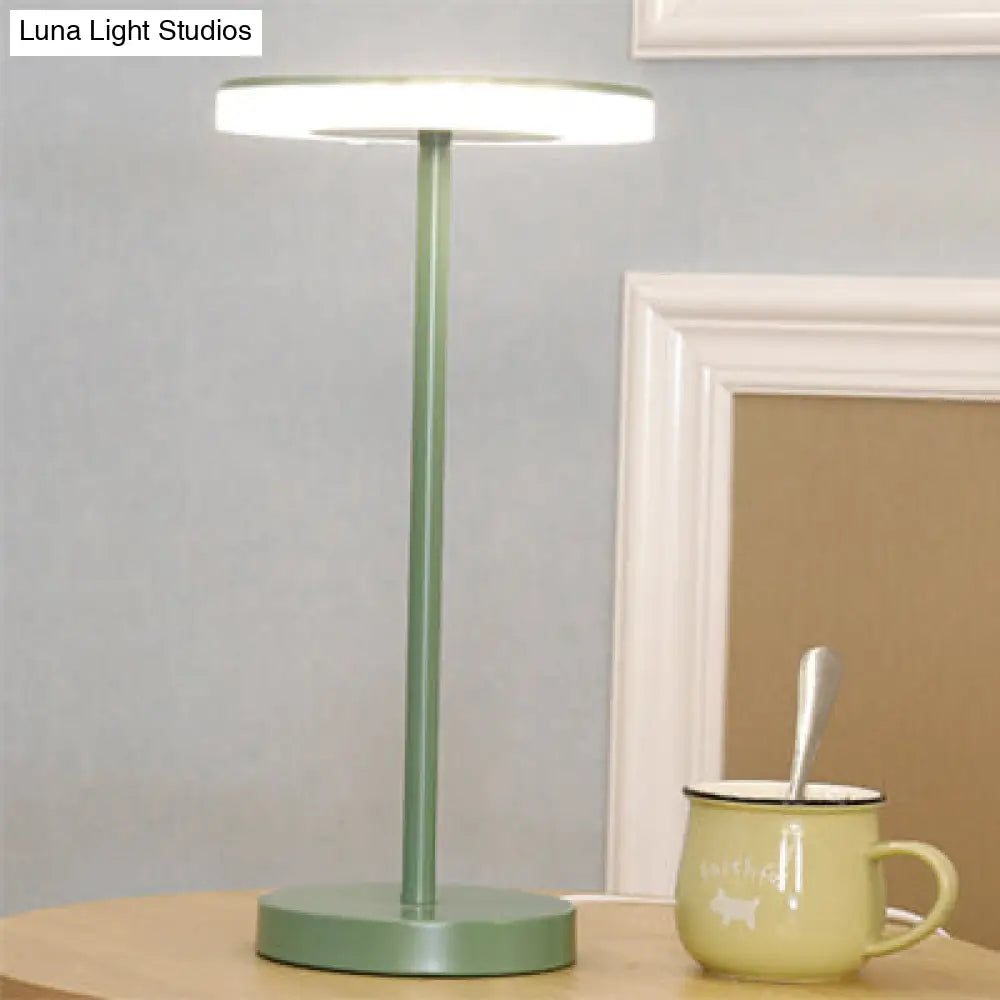 Macaron Style Round Acrylic Led Table Lamp: Blue/Green Ambient Lighting For Living Room In