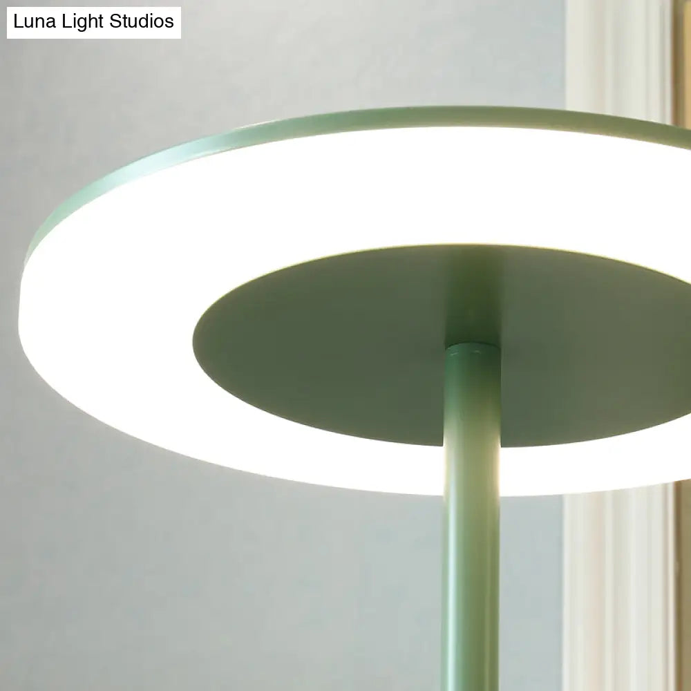 Macaron Style Round Acrylic Led Table Lamp: Blue/Green Ambient Lighting For Living Room In