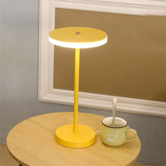 Macaron Style Round Acrylic Led Table Lamp: Blue/Green Ambient Lighting For Living Room In