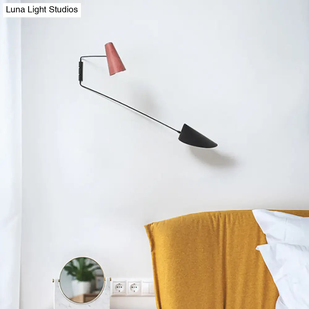 Macaron Wall Sconce: Cone And Duckbill Design | 1-Light Living Room Mount Light With Black Rod