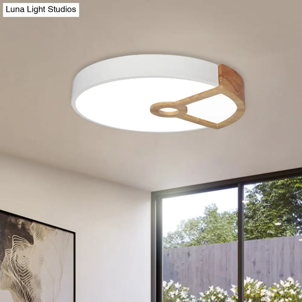 Macaron White/Pink/Blue - Wood Led Ceiling Light Fixture For Bedroom - Splicing Round Acrylic Flush