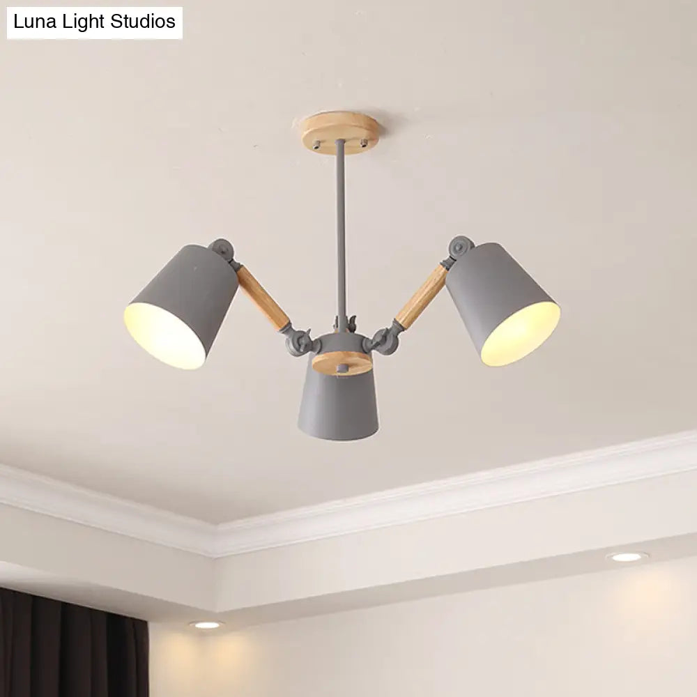 Macaron Wood Ceiling Light: Stylish Bedroom Chandelier For Girls With Adjustable Arm