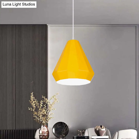 Macaron Yellow/Blue/Green Pendant Light Kit - 1-Light Hanging Lamp With Stylish Iron Shade Options