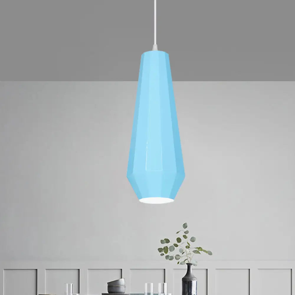 Macaron Yellow/Blue/Green Pendant Light Kit - 1-Light Hanging Lamp With Stylish Iron Shade Options