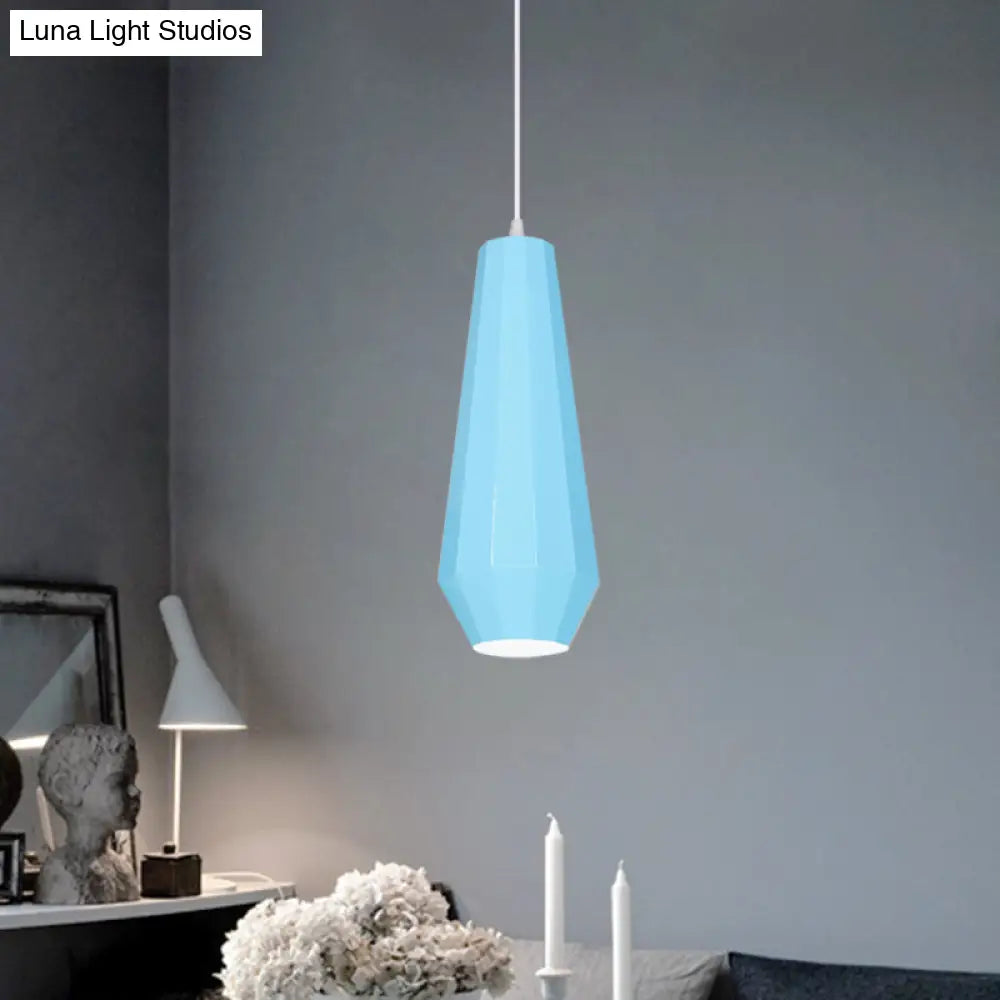 Macaron Yellow/Blue/Green Pendant Light Kit - 1-Light Hanging Lamp With Stylish Iron Shade Options