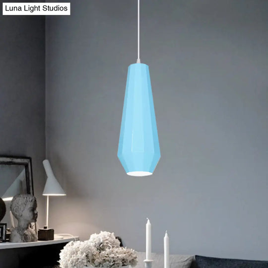 Macaron Yellow/Blue/Green Pendant Light Kit - 1-Light Hanging Lamp With Stylish Iron Shade Options