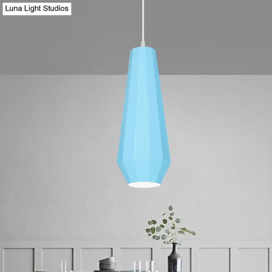 Macaron Yellow/Blue/Green Pendant Light Kit - 1-Light Hanging Lamp With Stylish Iron Shade Options