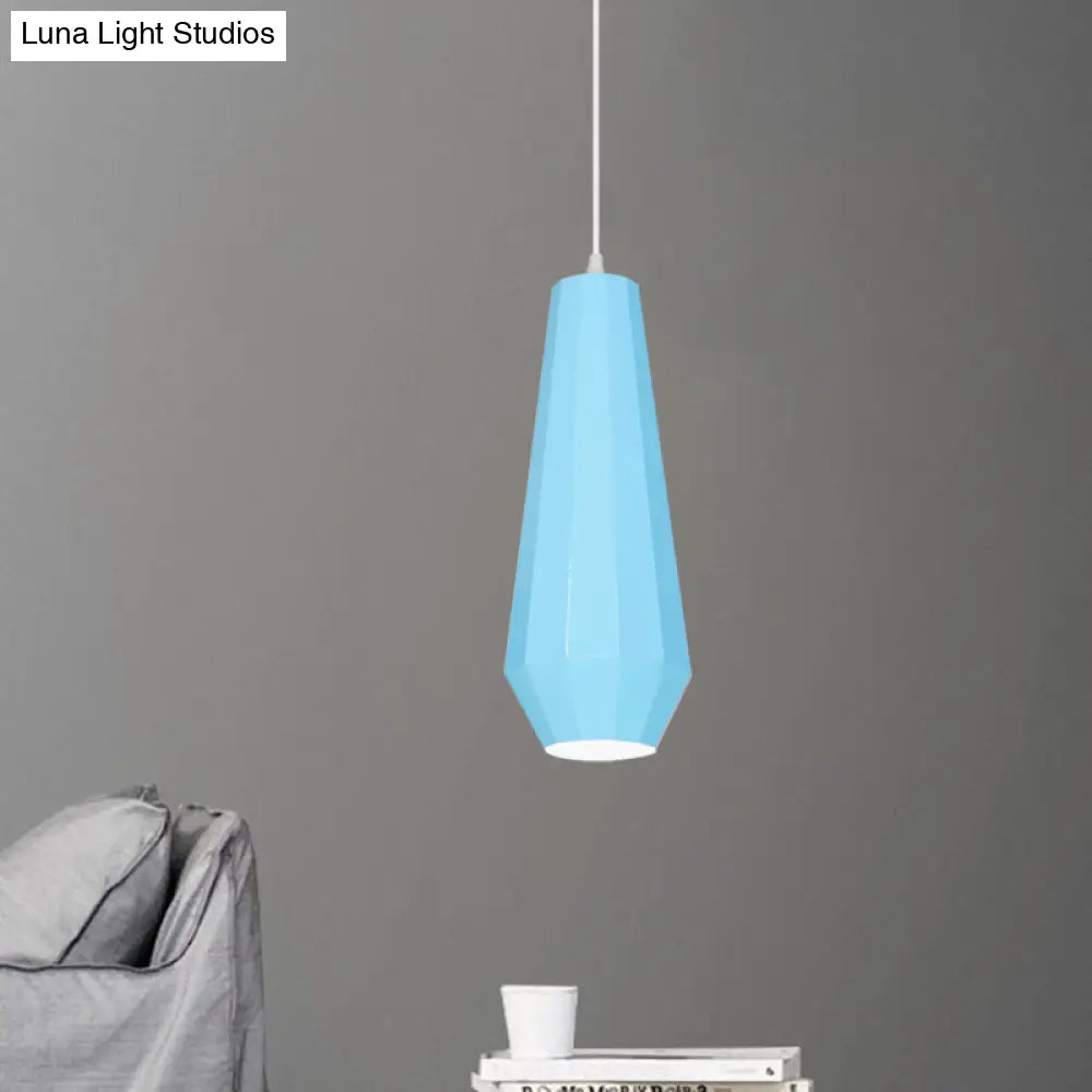 Macaron Yellow/Blue/Green Pendant Light Kit - 1-Light Hanging Lamp With Stylish Iron Shade Options