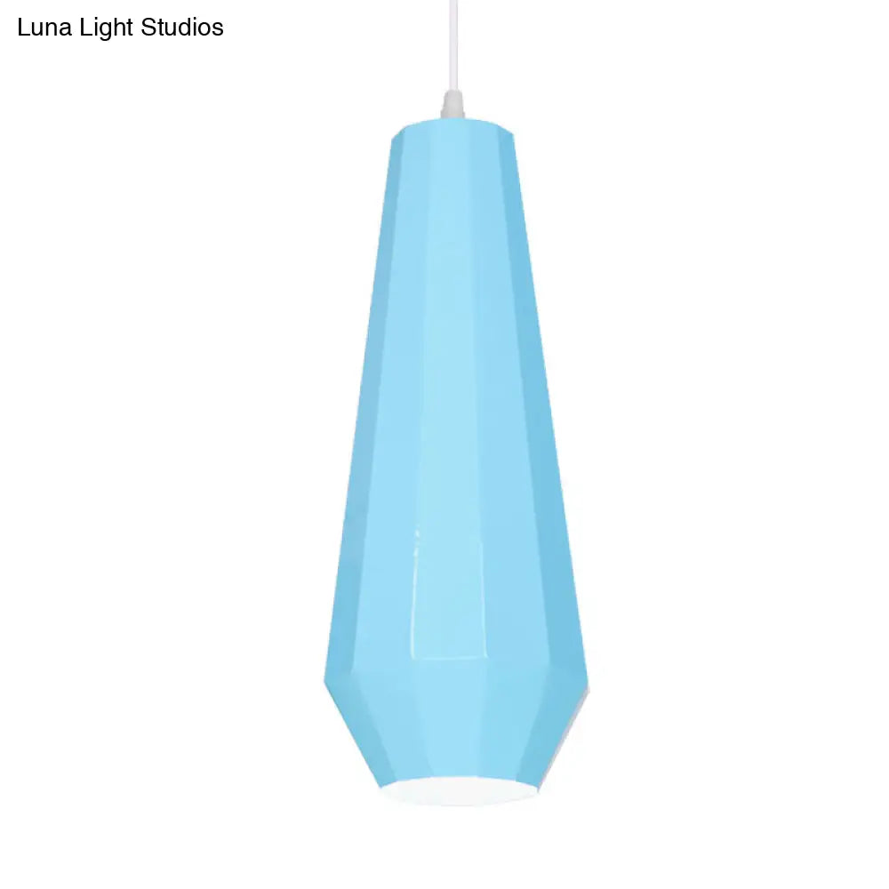 Macaron Yellow/Blue/Green Pendant Light Kit - 1-Light Hanging Lamp With Stylish Iron Shade Options