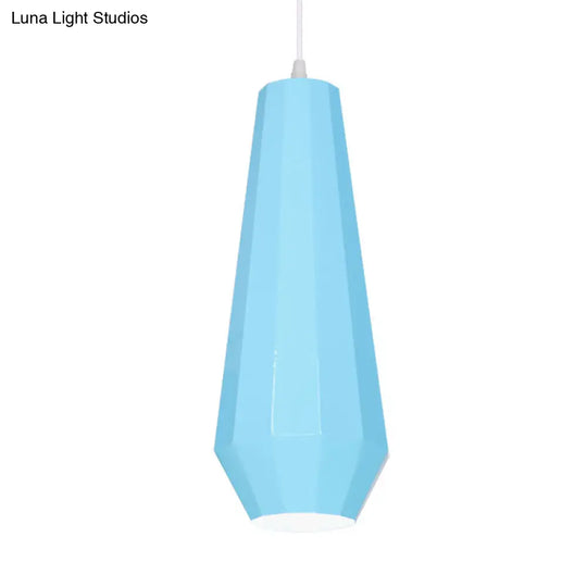 Macaron Yellow/Blue/Green Pendant Light Kit - 1-Light Hanging Lamp With Stylish Iron Shade Options