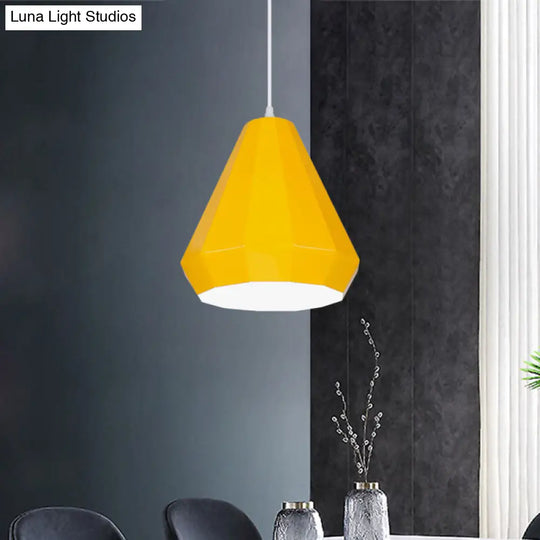 Macaron Yellow/Blue/Green Pendant Light Kit - 1-Light Hanging Lamp With Stylish Iron Shade Options