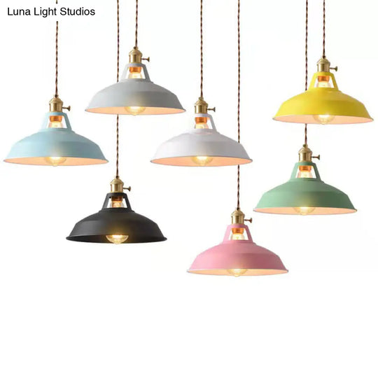 Macarons Industrial Barn Shade Pendant Light Metal 1-Light Lighting For Restaurant