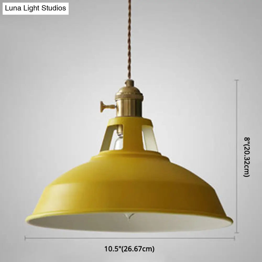 Macarons Industrial Barn Shade Pendant Light Metal 1-Light Lighting For Restaurant