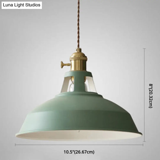 Macarons Industrial Barn Shade Pendant Light Metal 1-Light Lighting For Restaurant