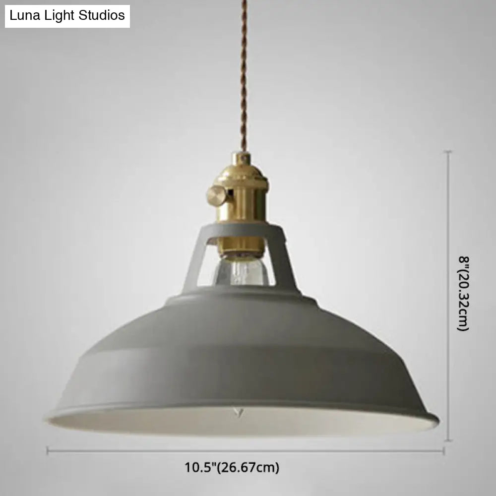 Macarons Industrial Barn Shade Pendant Light Metal 1-Light Lighting For Restaurant