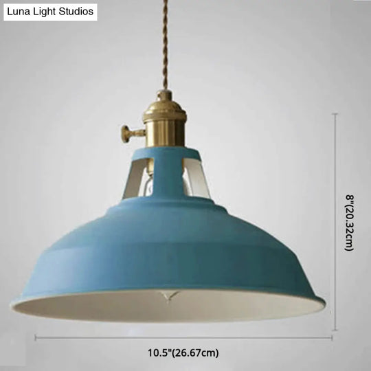 Macarons Industrial Barn Shade Pendant Light Metal 1-Light Lighting For Restaurant