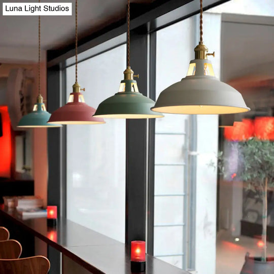 Macarons Industrial Barn Shade Pendant Light Metal 1-Light Lighting For Restaurant