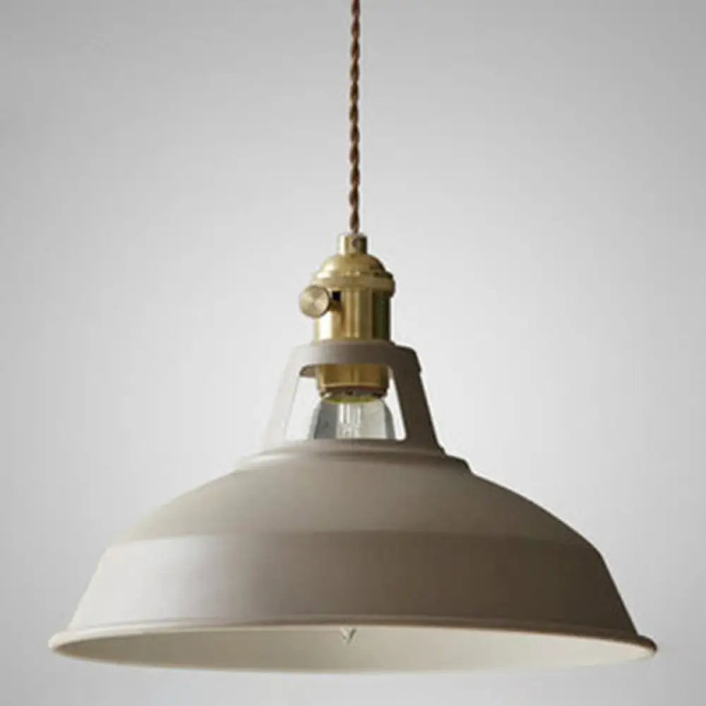 Macarons Industrial Barn Shade Pendant Light Metal 1-Light Lighting For Restaurant Khaki