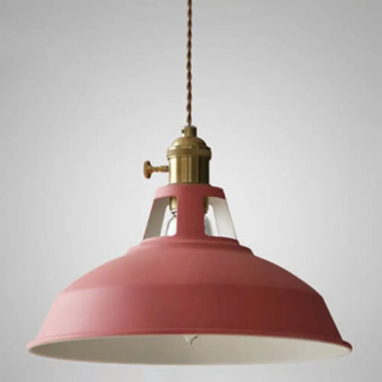 Macarons Industrial Barn Shade Pendant Light Metal 1-Light Lighting For Restaurant Red