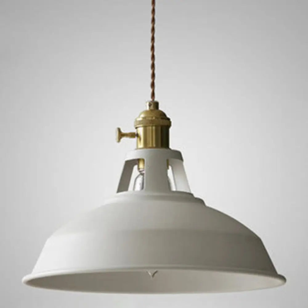 Macarons Industrial Barn Shade Pendant Light Metal 1-Light Lighting For Restaurant White