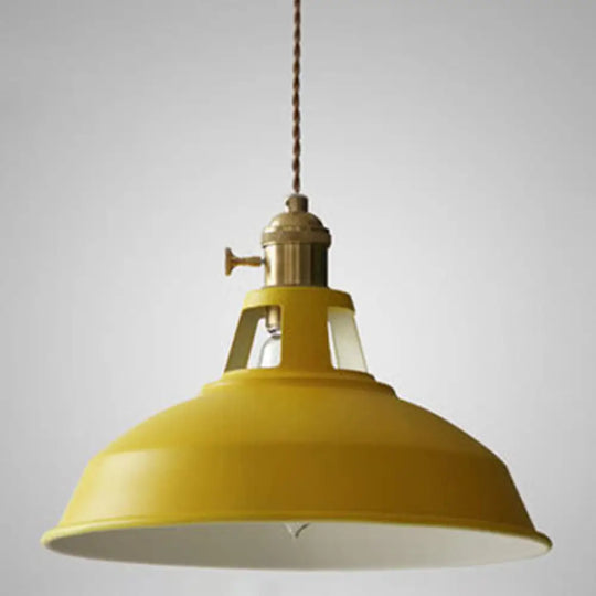 Macarons Industrial Barn Shade Pendant Light Metal 1-Light Lighting For Restaurant Yellow