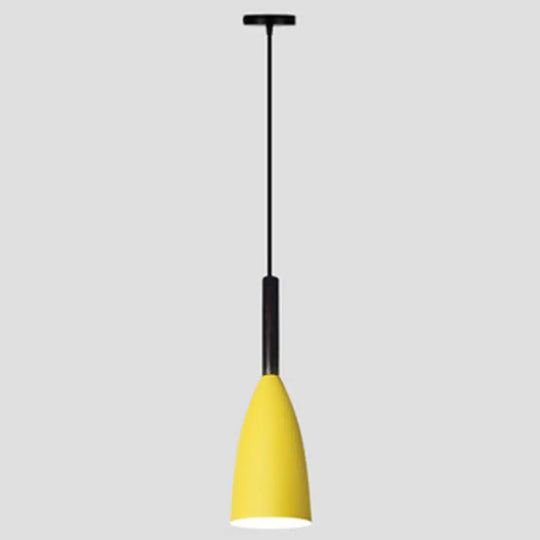 Macaroon Metal Goblet Pendant Lamp: Down Lighting Single Hanging Light For Dining Room Yellow