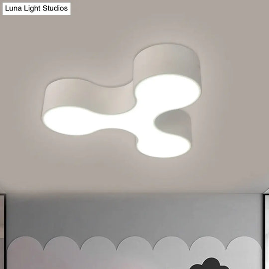 Macaroon Nursery Led Ceiling Light Fixture In White/Yellow/Blue With Acrylic Y - Shaped Shade