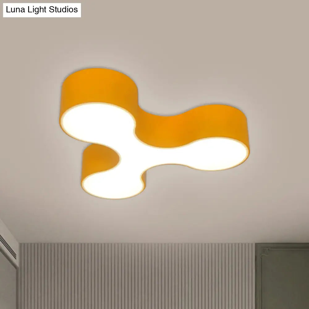 Macaroon Nursery Led Ceiling Light Fixture In White/Yellow/Blue With Acrylic Y - Shaped Shade