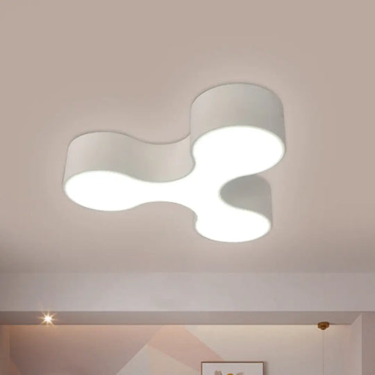 Macaroon Nursery Led Ceiling Light Fixture In White/Yellow/Blue With Acrylic Y - Shaped Shade White