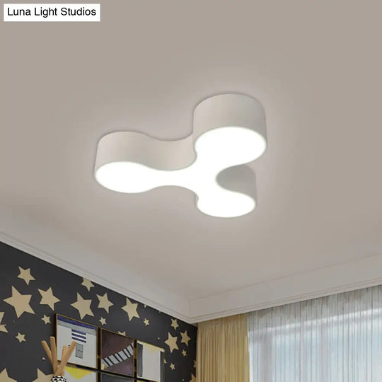 Macaroon Nursery Led Ceiling Light Fixture In White/Yellow/Blue With Acrylic Y - Shaped Shade