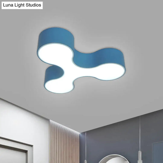 Macaroon Nursery Led Ceiling Light Fixture In White/Yellow/Blue With Acrylic Y-Shaped Shade Blue