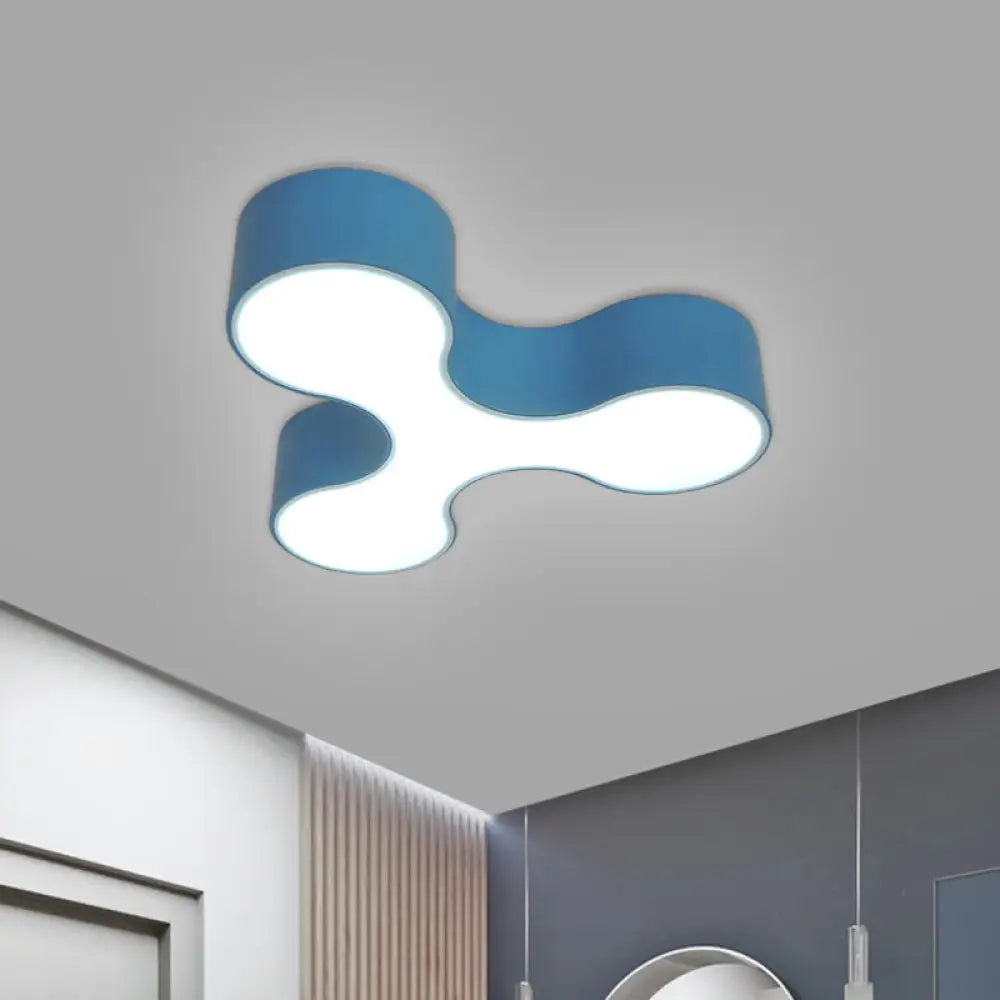 Macaroon Nursery Led Ceiling Light Fixture In White/Yellow/Blue With Acrylic Y - Shaped Shade Blue