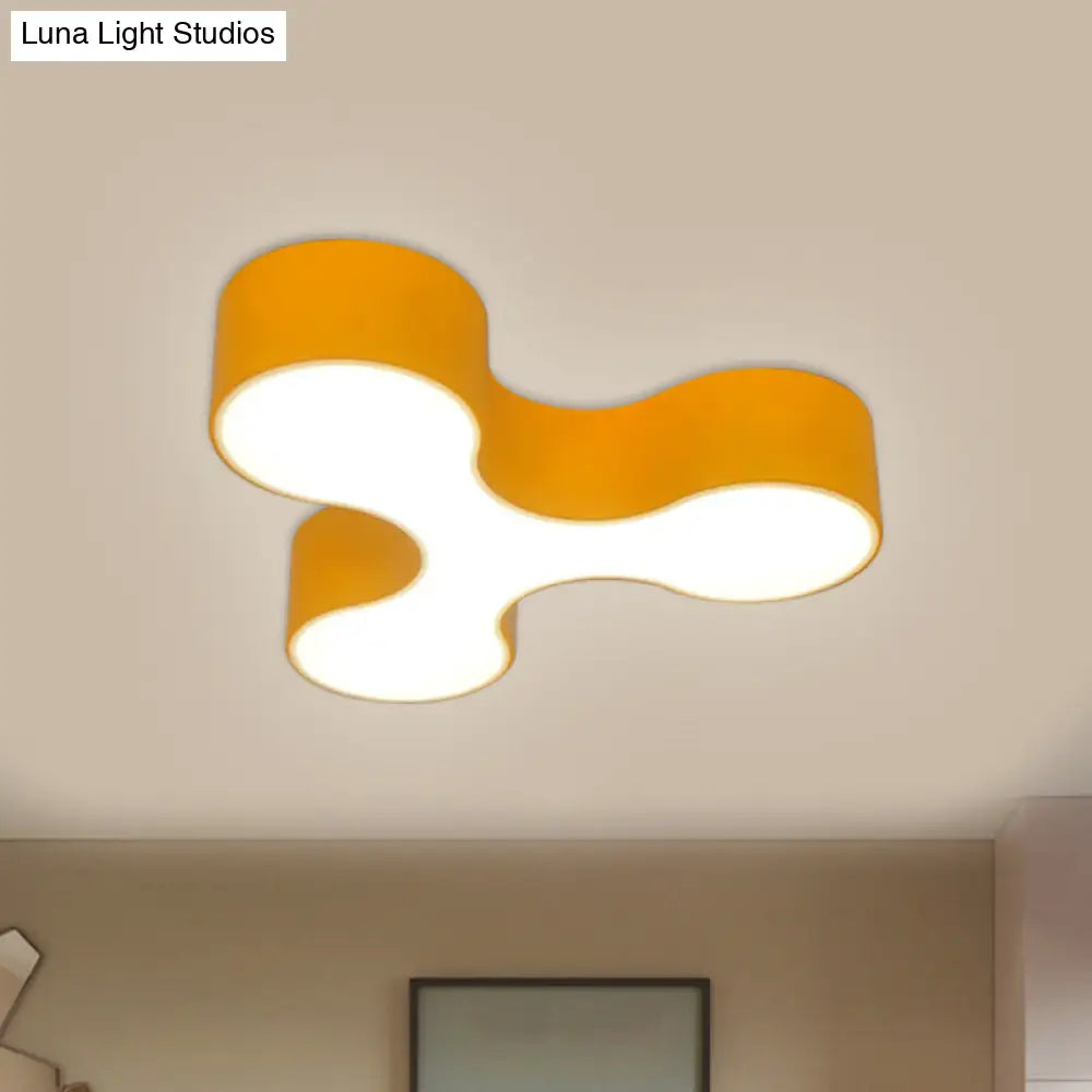 Macaroon Nursery Led Ceiling Light Fixture In White/Yellow/Blue With Acrylic Y-Shaped Shade Yellow