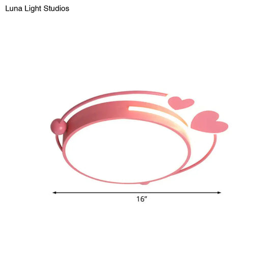 Macaroon Pink Heart Led Flush Mount Lamp - 16’/19.5’ Width