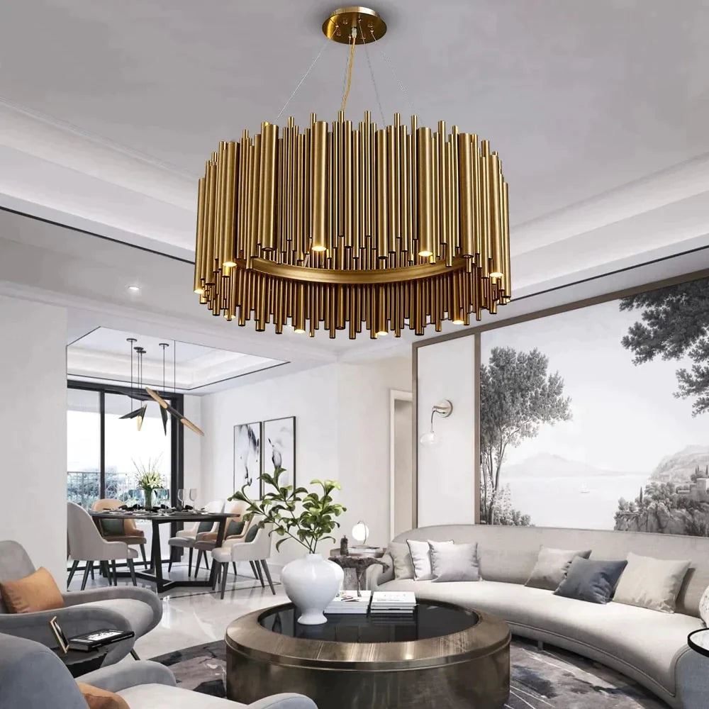 Laura - Luxury Modern Round Gold Chandelier For Living Room Chandeliers