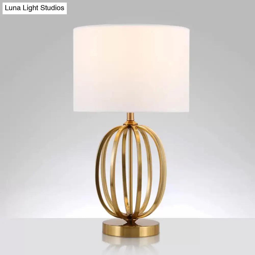 Madeleine - Vintage Gold Table Lamp With Fabric Drum Shade