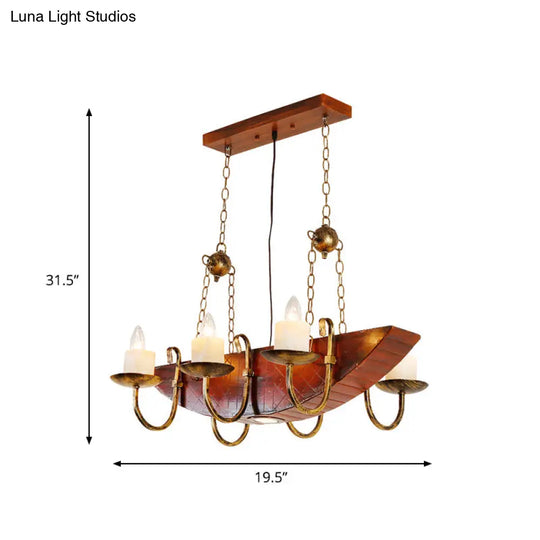 Madelon - Antique Brass Candle Chandelier Lamp Rustic Metal 6-Light Living Room Hanging Light With