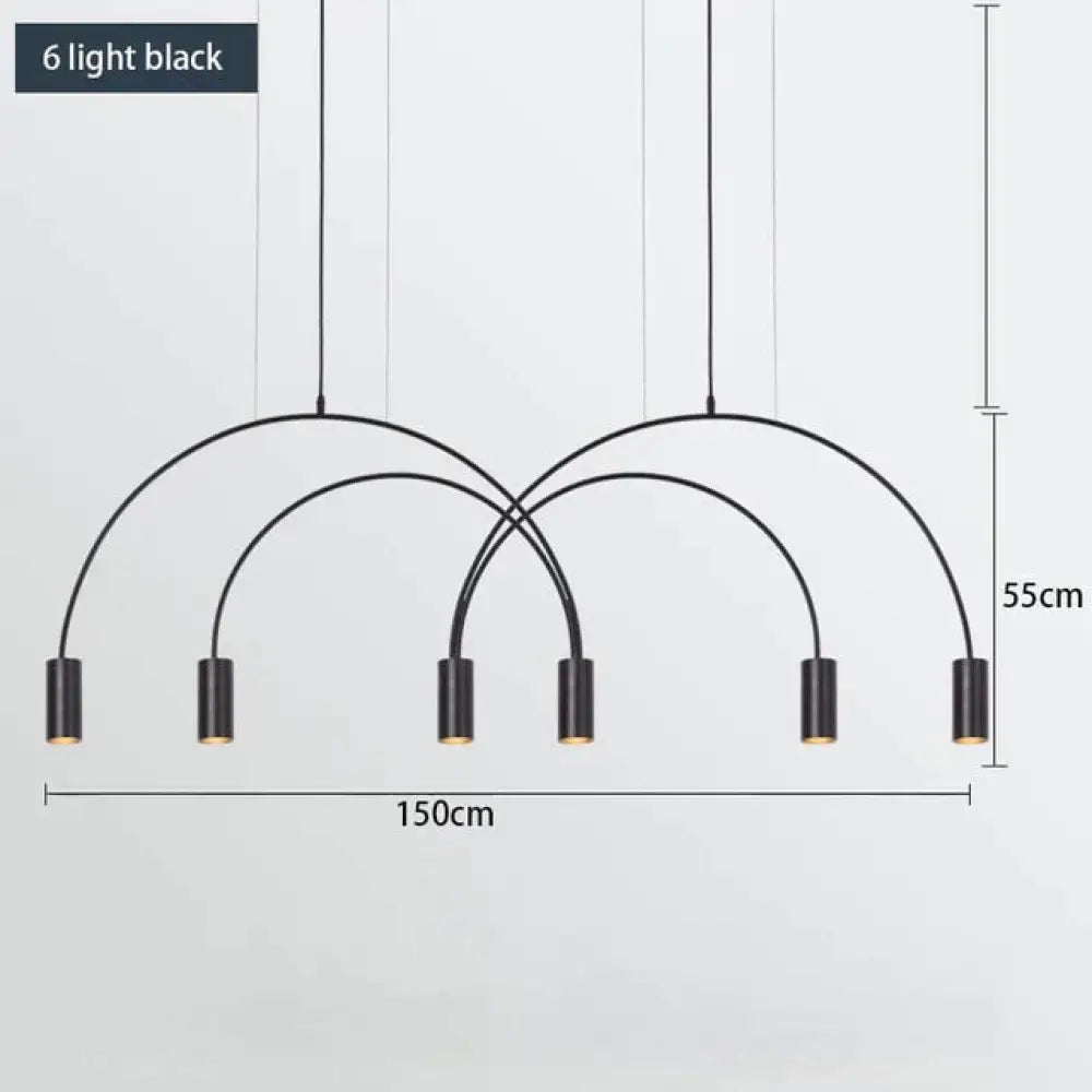 Madelyn - Minimalist Pendant Lamp 6 Light Black / Cold White