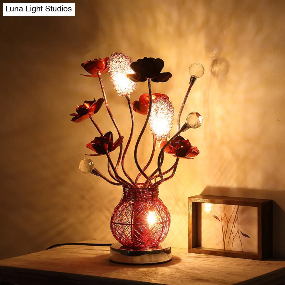 Madison - Led Flower Nightstand Lamp With Jar Base