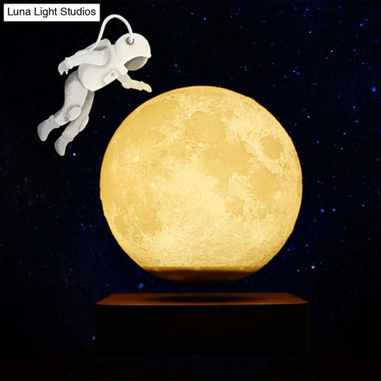 Magnetic Levitation Moon Night Light With Wooden Base - Novelty Led Table Lamp For Kids