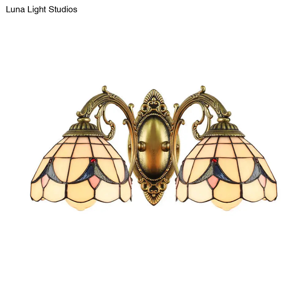 Magnolia White/Beige Tiffany Sconce Light For Living Room