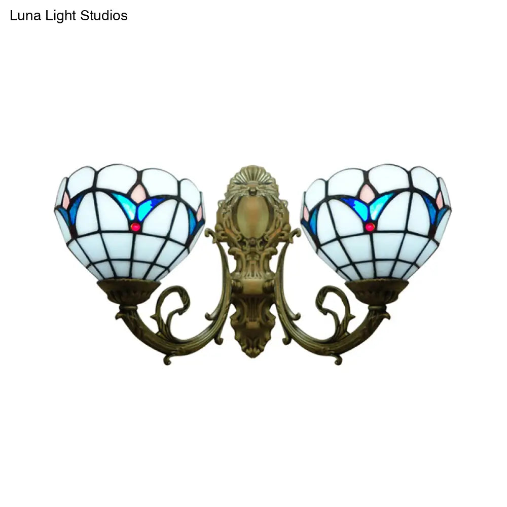 Magnolia White/Beige Tiffany Sconce Light For Living Room