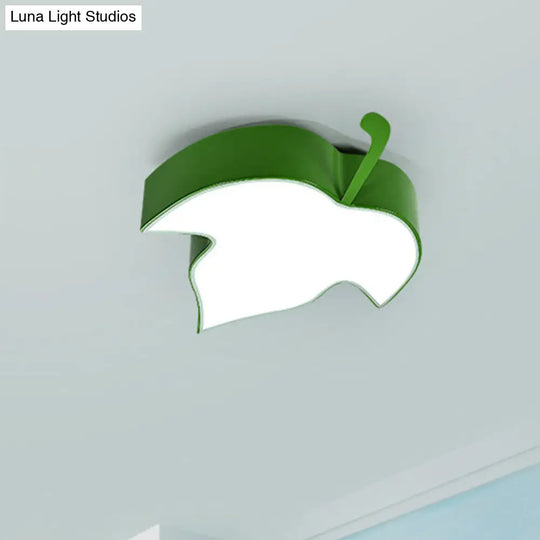 Maple Leaf Led Ceiling Flush Mount Light For Kids In Yellow/Green Green