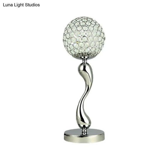 Contemporary Crystal Led Table Lamp - Stylish Sphere Design For Study Room Nightstand Or Area